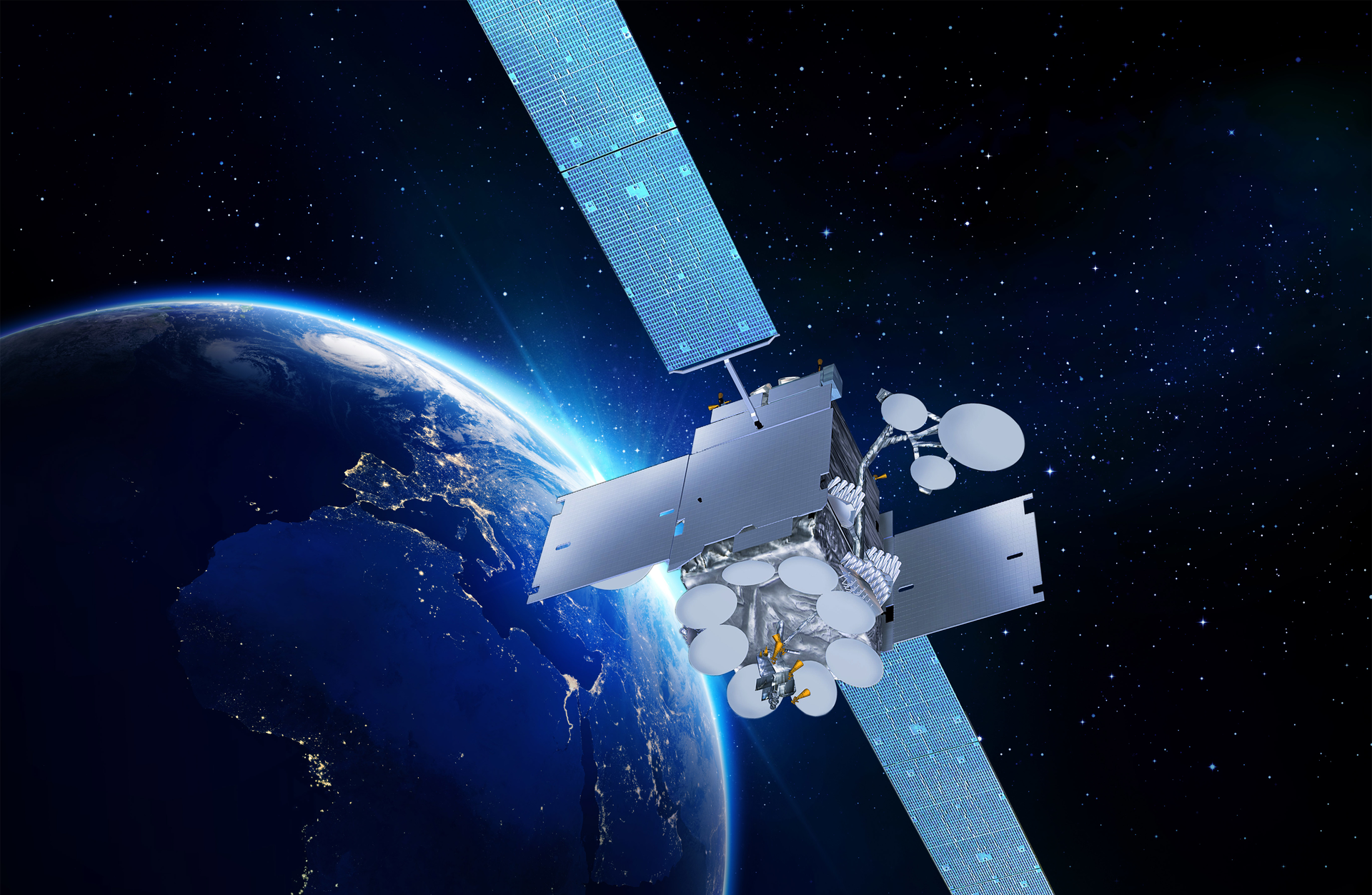 An Inmarsat GX1-4 satellite in space. All GX1-4 satellites were manufactured by Boeing.