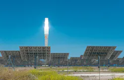 The solar-to-kerosene project utilized a solar tower to create jet fuel, similar to the one pictured. The solar-to-kerosene project utilized a solar tower to create jet fuel, similar to the one pictured.