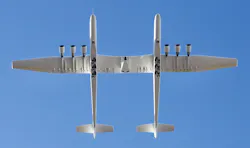 Stratolaunch's Roc launch aircraft takes off from Mojave Air and Space Port on its tenth flight and third captive carry with the Talon-A separation test vehicle, TA-1, on April 1, 2023. Credit: Stratolaunch/Matt Hartman Stratolaunch's Roc launch aircraft takes off from Mojave Air and Space Port on its tenth flight and third captive carry with the Talon-A separation test vehicle, TA-1, on April 1, 2023. Credit: Stratolaunch/Matt Hartman