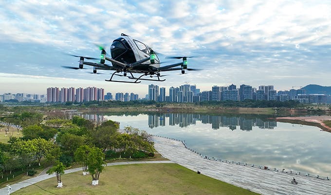 EH216-S completed commercial flight demonstration at Guangzhou Jiulong Lake Park.. EHang photo.