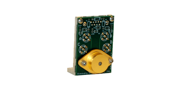 Discovery&rsquo;s Space Qualified InGaAs Quad Photoreceiver in a TO-3 Package with the Evaluation Board.
