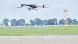 Flight tasks during the 'Offshore Drone Challenge’ at DLR's National Experimental Test Center for Unmanned Aircraft Systems in Cochstedt are modelled on the transportation of materials to offshore wind farms – from launching the aircraft to placing a load on a wind turbine. Image Credit: DLR (CC BY-NC-ND 3.0) Flight tasks during the 'Offshore Drone Challenge’ at DLR's National Experimental Test Center for Unmanned Aircraft Systems in Cochstedt are modelled on the transportation of materials to offshore wind farms – from launching the aircraft to placing a load on a wind turbine. Image Credit: DLR (CC BY-NC-ND 3.0)
