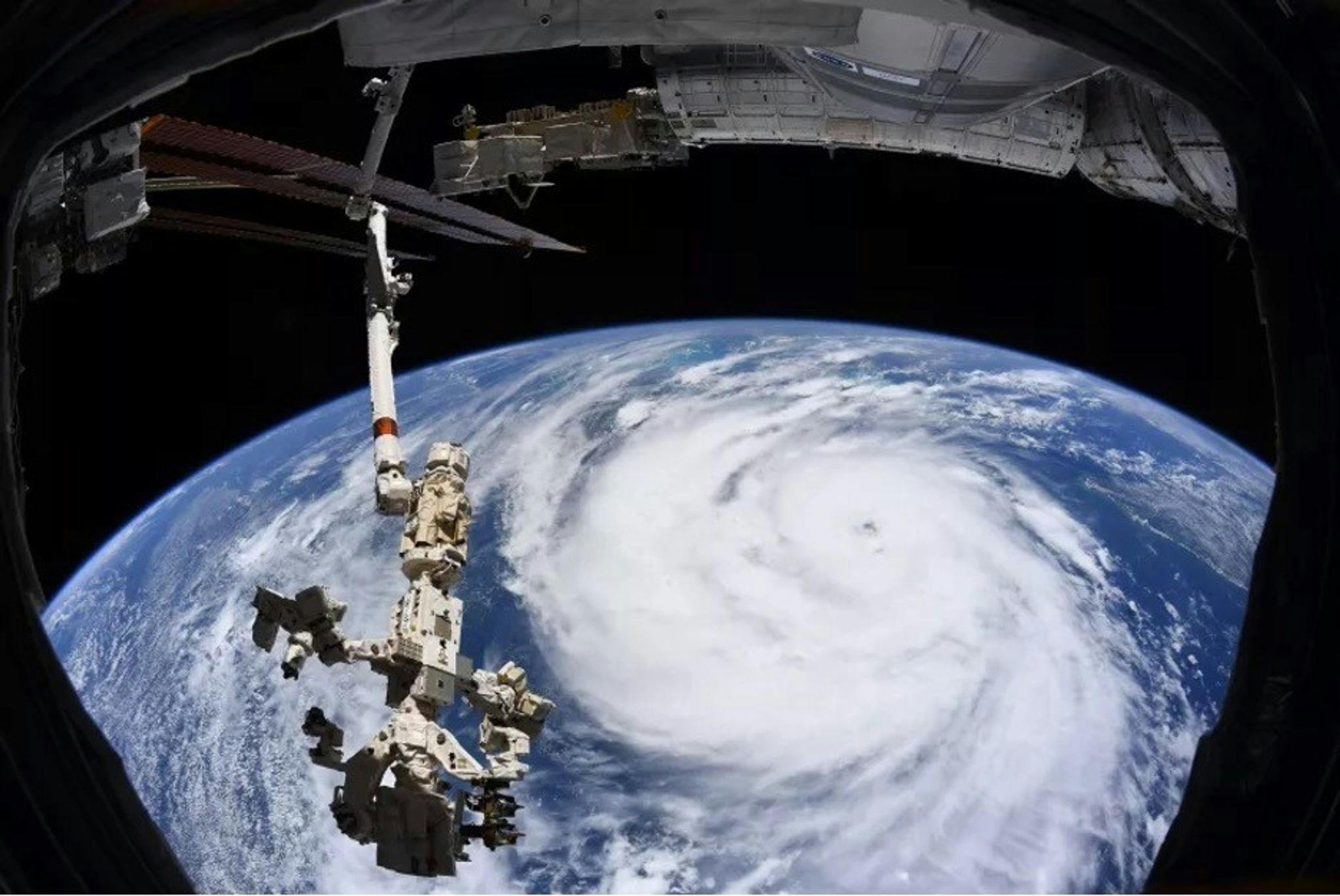 Hurricane Ida, as seen from the International Space Station. NASA-developed technology onboard MuSat2 will help supply the U.S. Air Force with critical data for producing reliable weather forecasts. NASA image.
