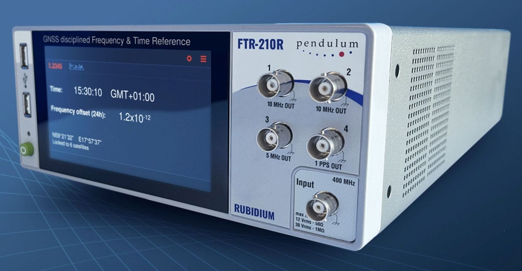 Pendulum FTR-210R test instrument offers time reference and rubidium frequency for PNT