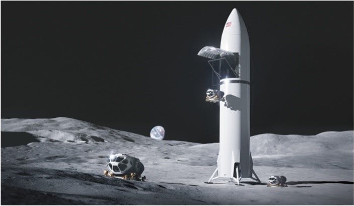 Early conceptual rendering of cargo variants of human lunar landing systems from SpaceX. NASA/SpaceX image.