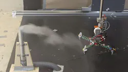 As part of the STARE experiments conducted in the low-speed wind tunnel, the DLR team is investigating, among other factors, which areas on the drone's surface are more suitable for recording gas concentration and wind strength. Furthermore, correction algorithms are to be developed at a later stage to eliminate the errors in measurement data caused by the downdraft effect. Credit: DLR (CC BY-NC-ND 3.0) As part of the STARE experiments conducted in the low-speed wind tunnel, the DLR team is investigating, among other factors, which areas on the drone's surface are more suitable for recording gas concentration and wind strength. Furthermore, correction algorithms are to be developed at a later stage to eliminate the errors in measurement data caused by the downdraft effect. Credit: DLR (CC BY-NC-ND 3.0)