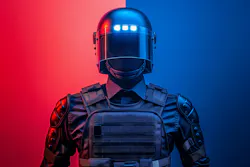 Futuristic soldier in red and blue light. A cybernetic soldier clad in advanced armor stands against a backdrop split by red and blue lighting, giving a futuristic feel AI generated Futuristic soldier in red and blue light. A cybernetic soldier clad in advanced armor stands against a backdrop split by red and blue lighting, giving a futuristic feel AI generated