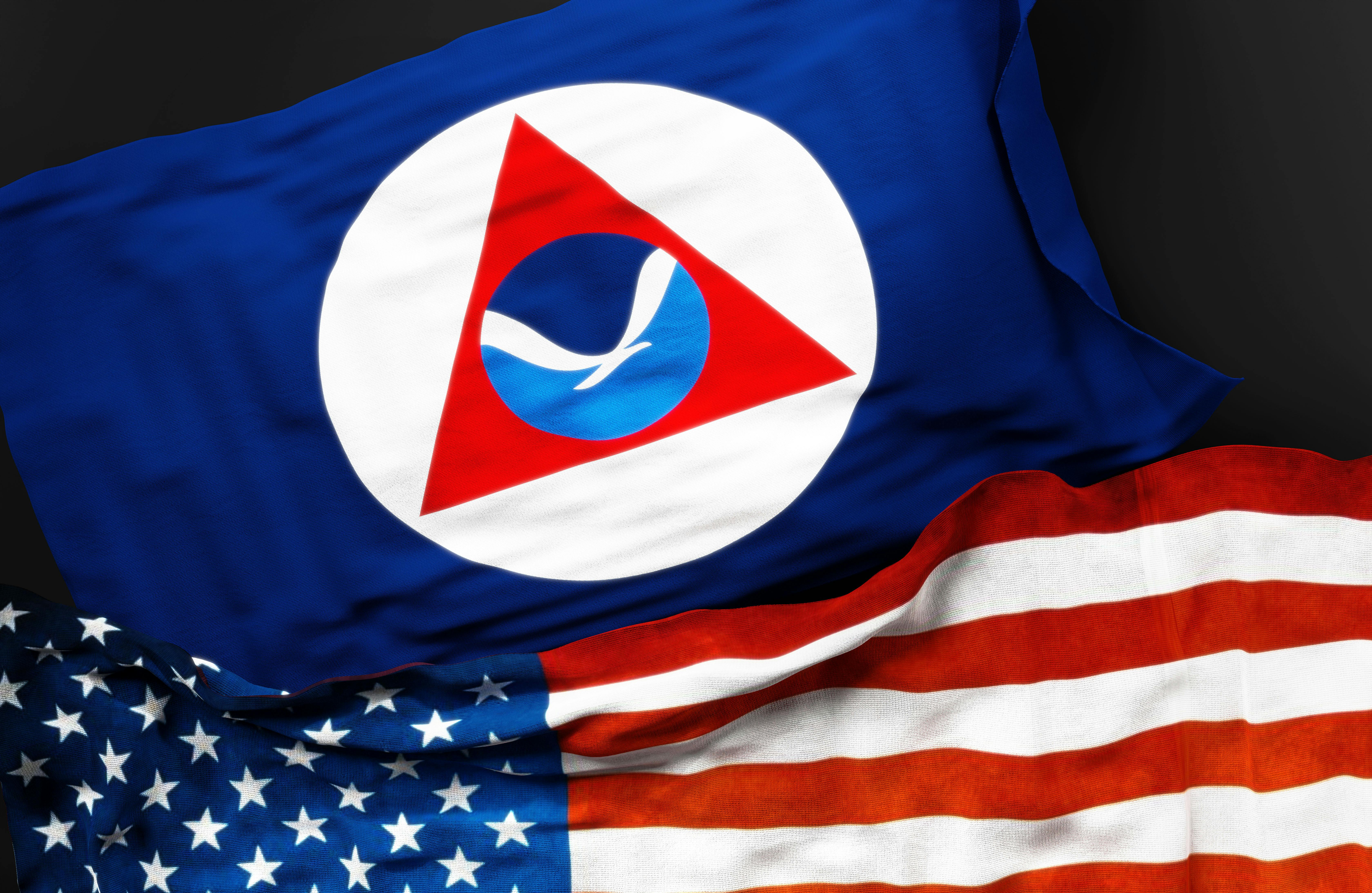 A NOAA and American flag