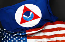 A NOAA and American flag A NOAA and American flag
