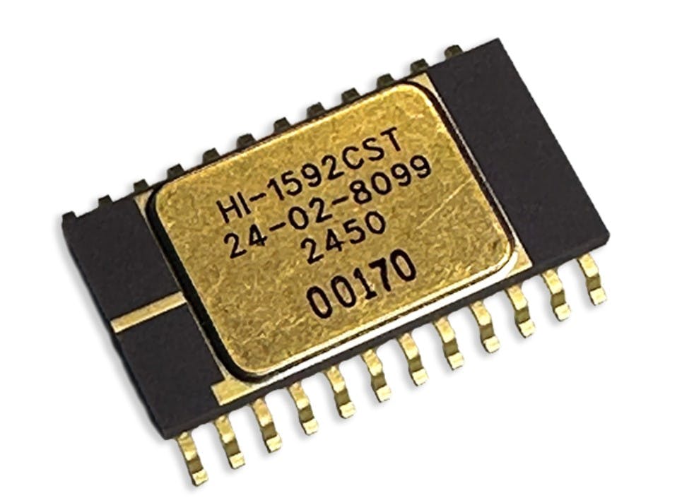 HI-1592, a radiation-hardened 3.3V MIL-STD-1553 dual transceiver for high reliability and space applications.