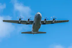 A C-130J Super Hercules performs a flyover during the 125th celebration of Flag Day at Pago Pago, American Samoa A C-130J Super Hercules performs a flyover during the 125th celebration of Flag Day at Pago Pago, American Samoa