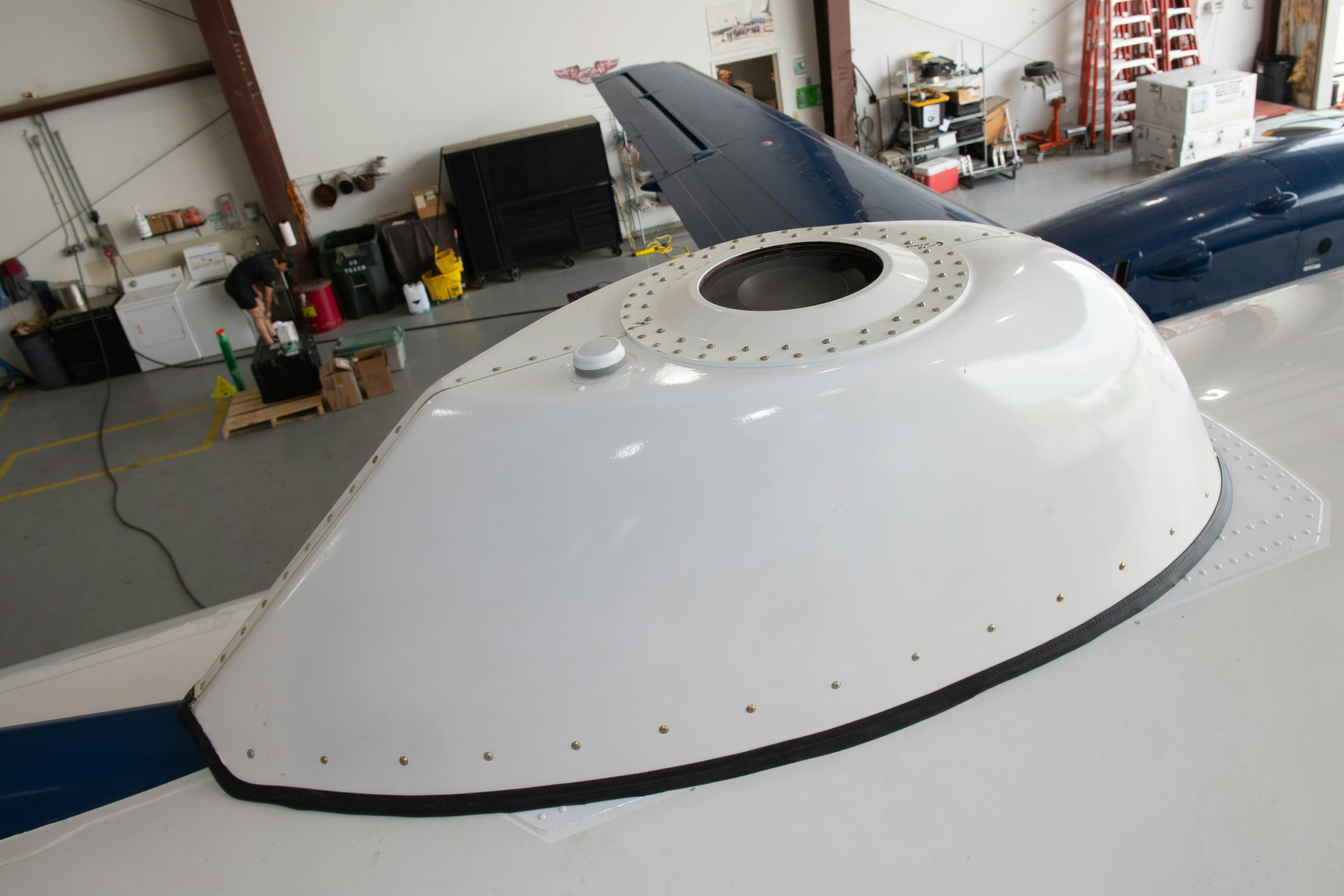 A photo of the APNT system on the prop plane