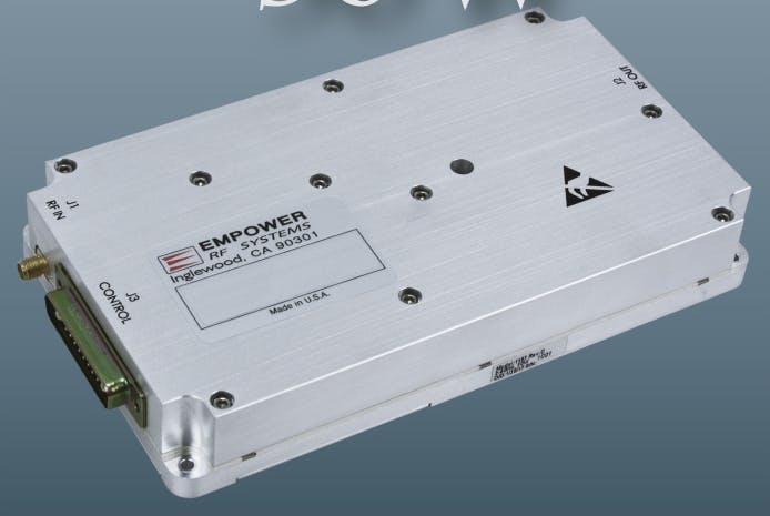 The Empower 1212 RF and microwave power amplifier module is for counter-uncrewed EW applications