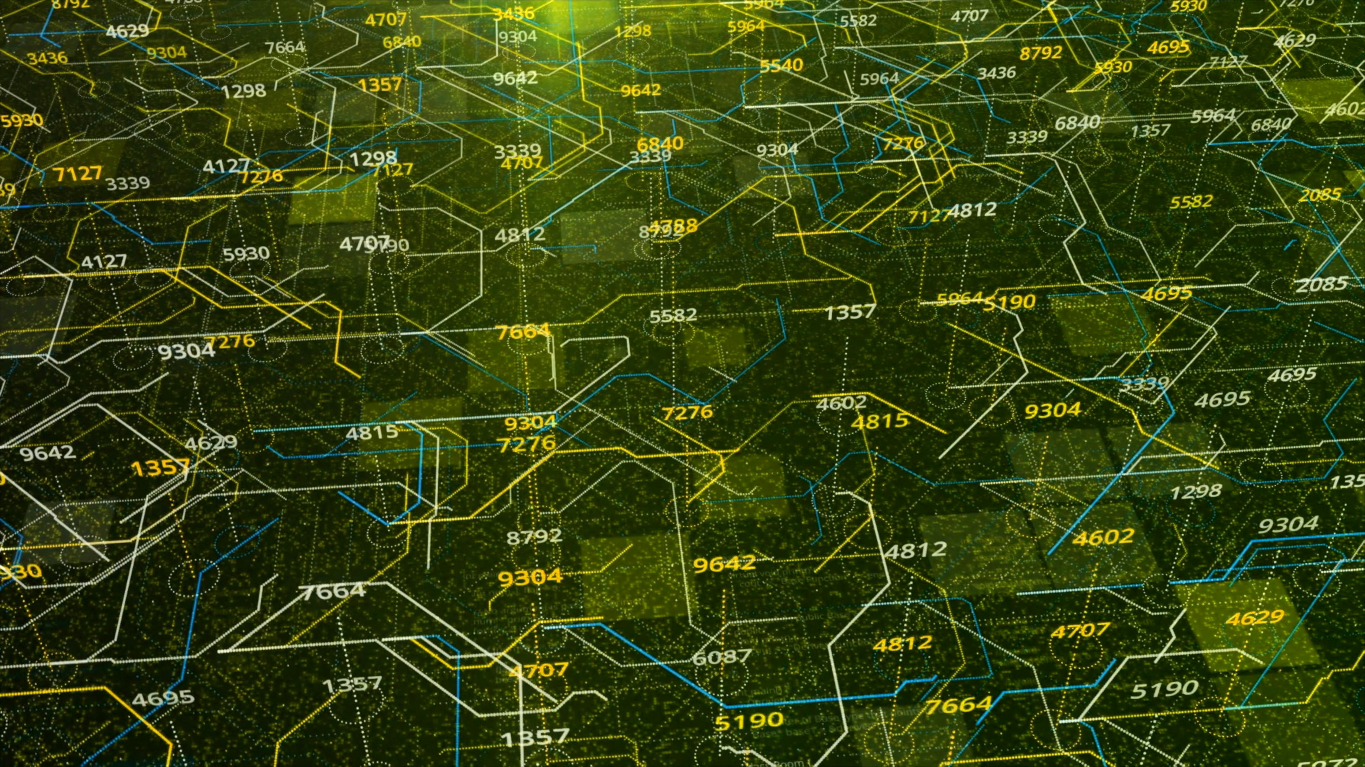 Seamless loop motion graphics background, abstract futuristic electronic circuit board. Animation. Electrical signals flowing randomly, neural network and big data