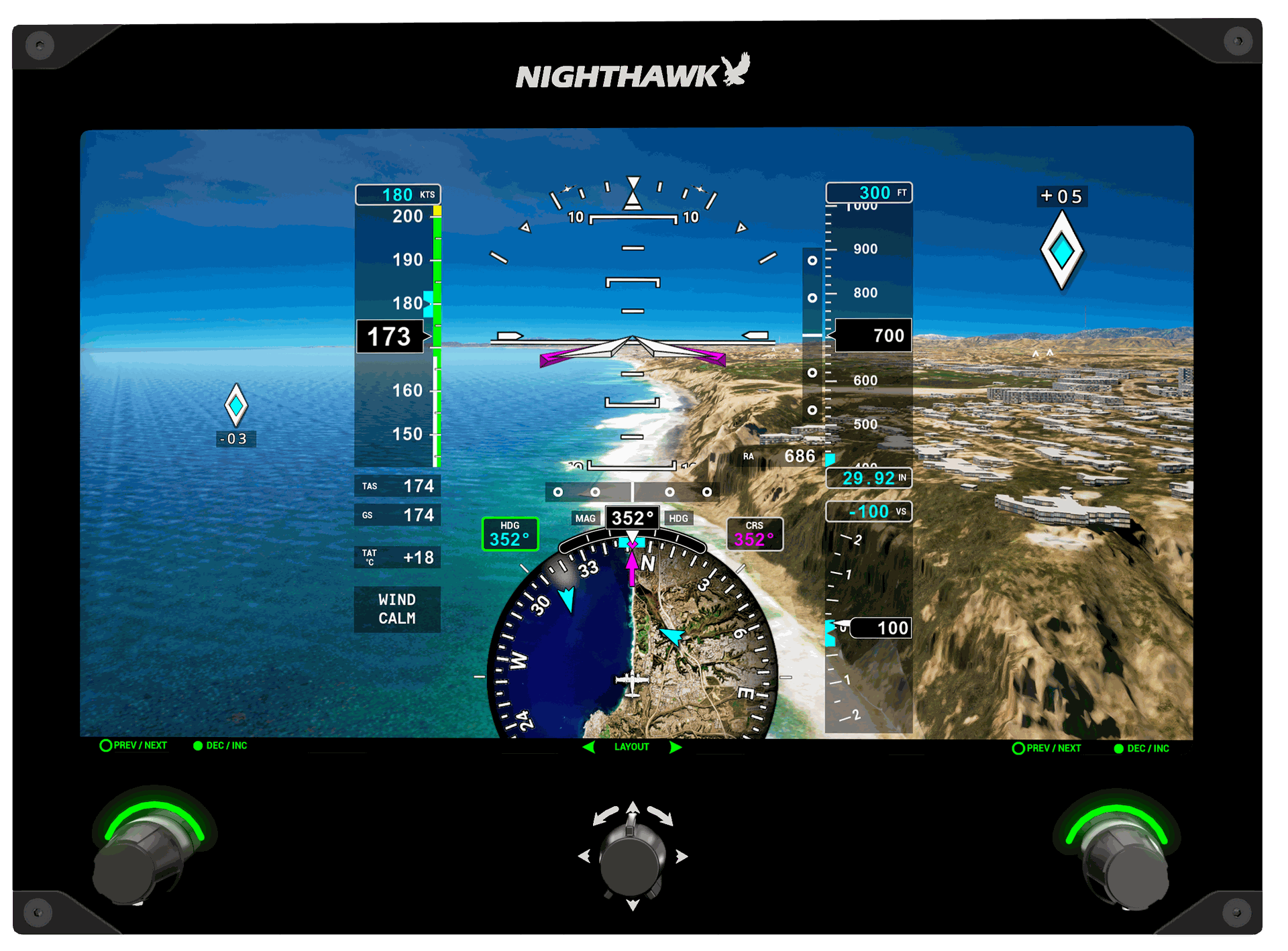 Nighthawk's avionics display