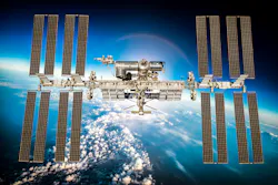 A photo of the ISS in orbit around Earth. A photo of the ISS in orbit around Earth.