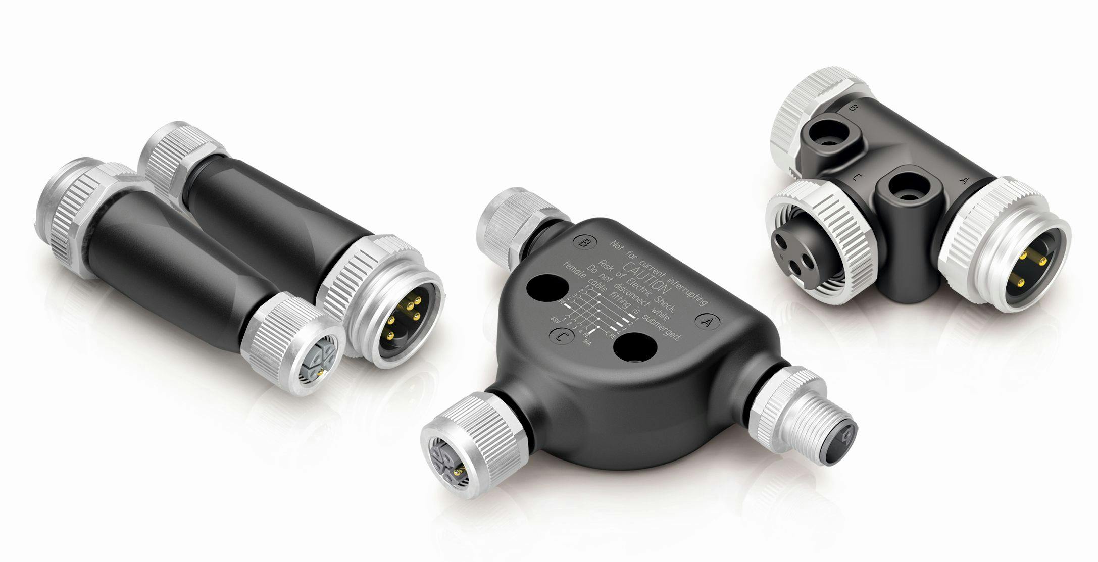 The Binder USA M12 power connectors are for high voltage applications in tight spaces