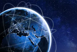 A network visualized over earth from space. A network visualized over earth from space.