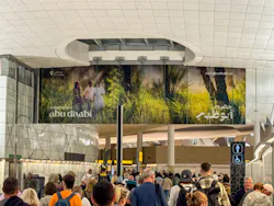 A crowd of passengers walk through the Zayed airport in Abu Dhabi. A crowd of passengers walk through the Zayed airport in Abu Dhabi.