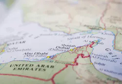 A photo of Abu Dhabi on a map A photo of Abu Dhabi on a map