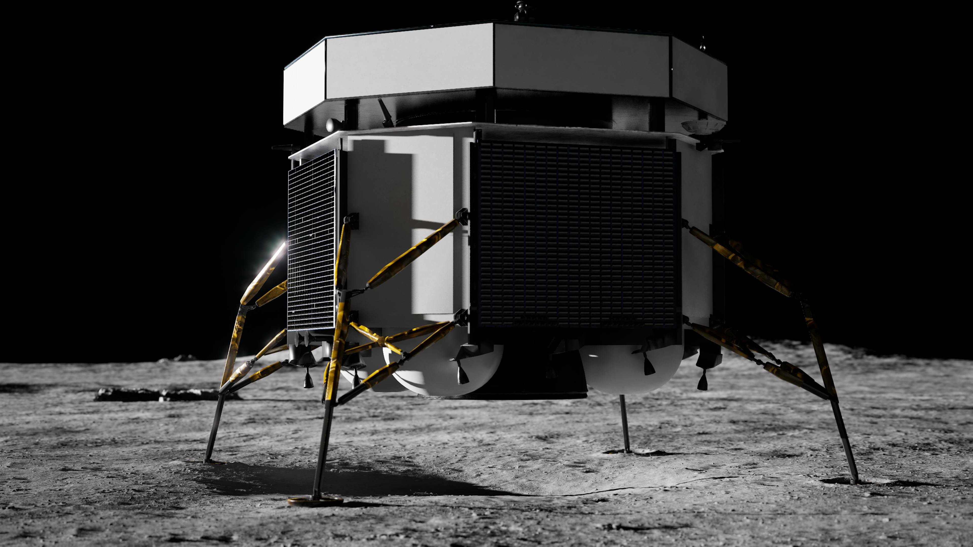 A rendering of the Argonaut lander on the moon.