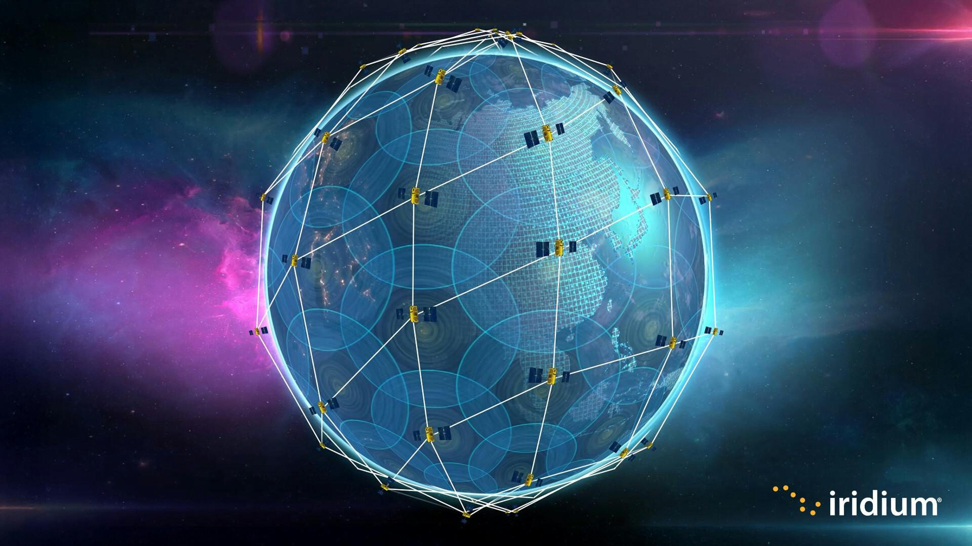 A digital network superimposed over the earth as viewed from space