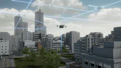 This NASA concept graphic shows how elements of automation could be integrated into a future airspace. Technology like this could enable vehicles to operate without a pilot, or if a pilot is in the loop, increase the safety. NASA graphic. This NASA concept graphic shows how elements of automation could be integrated into a future airspace. Technology like this could enable vehicles to operate without a pilot, or if a pilot is in the loop, increase the safety. NASA graphic.