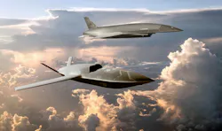Concepts of the uncrewed fighter aircraft YFQ-42A (bottom) and the YFQ-44A are designed to defeat enemy threats in contested environments. U.S. Air Force artwork courtesy of General Atomics Aeronautical Systems, Inc. and Anduril Industries. Concepts of the uncrewed fighter aircraft YFQ-42A (bottom) and the YFQ-44A are designed to defeat enemy threats in contested environments. U.S. Air Force artwork courtesy of General Atomics Aeronautical Systems, Inc. and Anduril Industries.