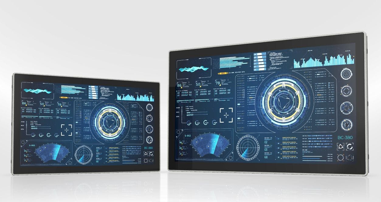 The Cincoze CV-200 series slim-bezel industrial displays are for modern factory human-machine interface and process visualization.