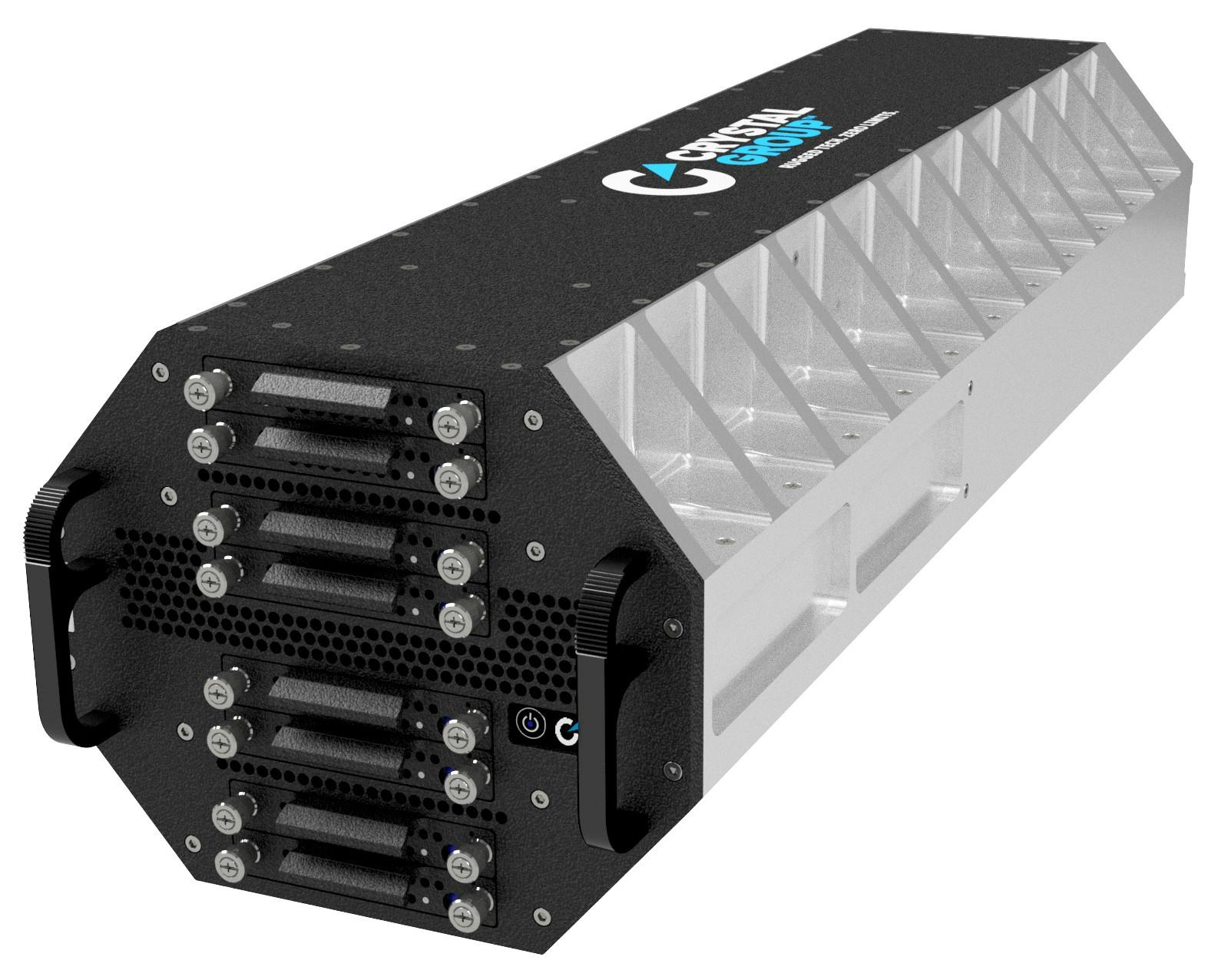 The Crystal Group RE1900M provides artificial intelligence (AI) at the edge for forward-deployed operations in real-time video analytics, situational awareness, and sensor processing.