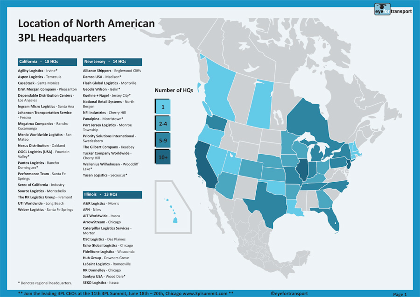 Location Map Of North American 3pl Headquarters Infographic Material Handling And Logistics Naegel In Grau Silber