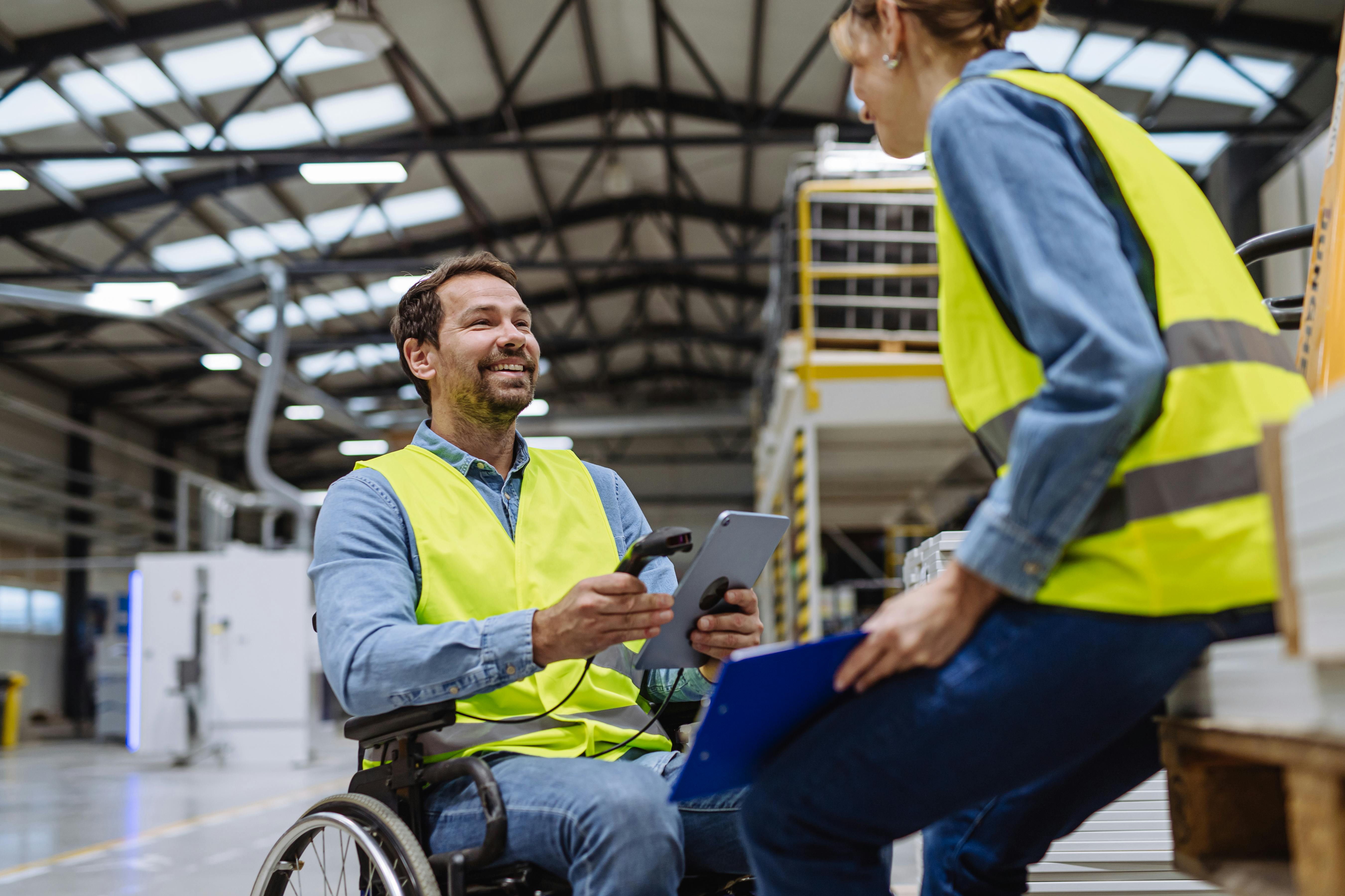 warehouse worker in wheelchair