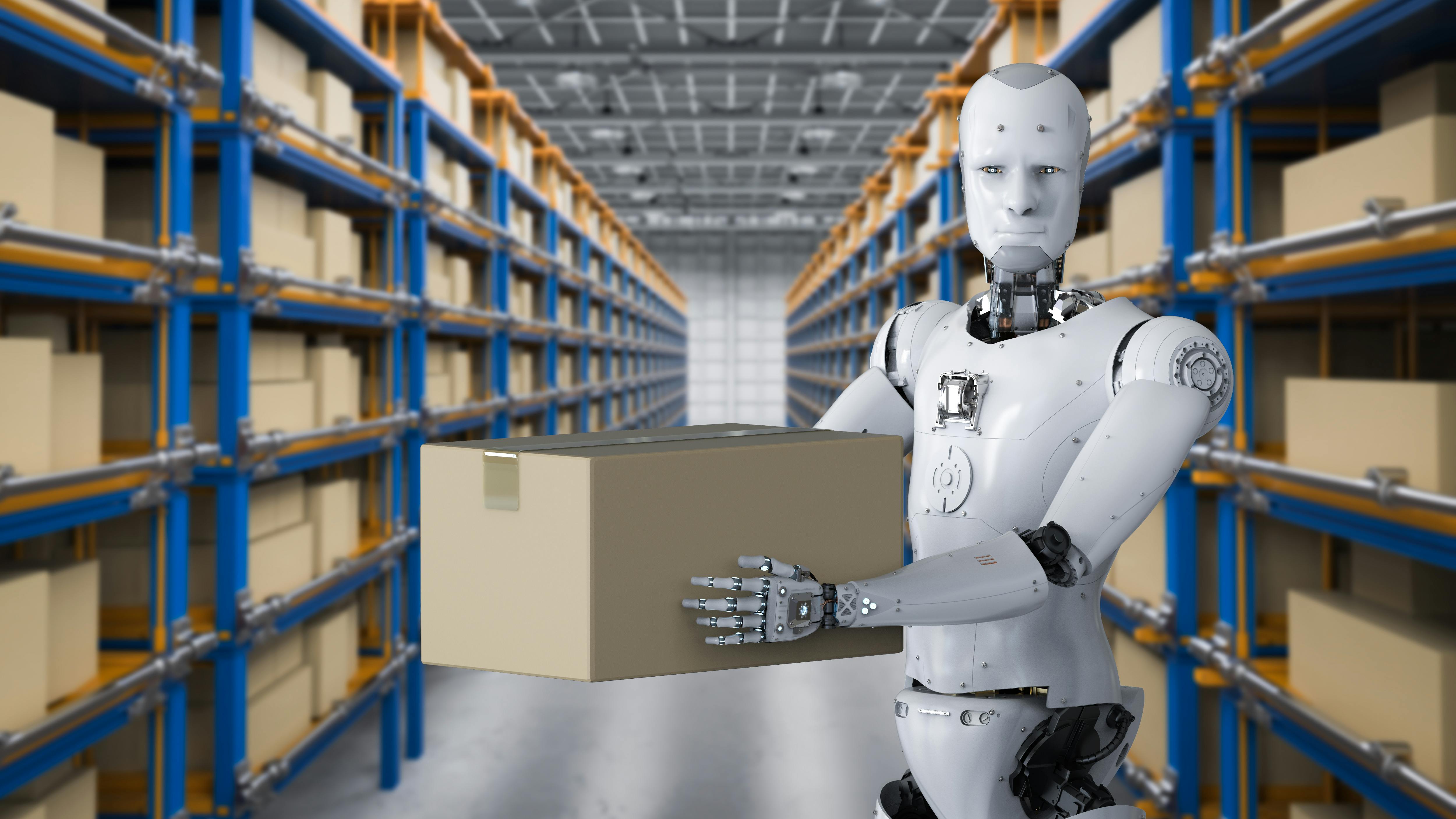 humanoid robot in warehouse