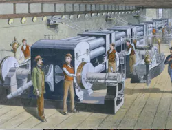 The Battery and Control Room in the first Edison Electric Lighting Station at Pearl Street in lower Manhattan in 1882. By Everett Historical/Shutterstock.com The Battery and Control Room in the first Edison Electric Lighting Station at Pearl Street in lower Manhattan in 1882. By Everett Historical/Shutterstock.com