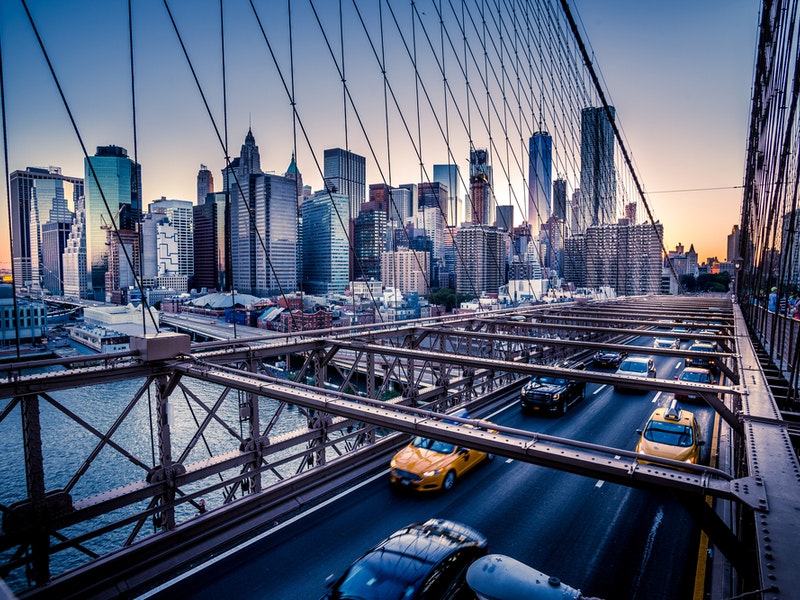 View of Manhattan from Brooklyn Bridge. mervas/Shutterstock.com