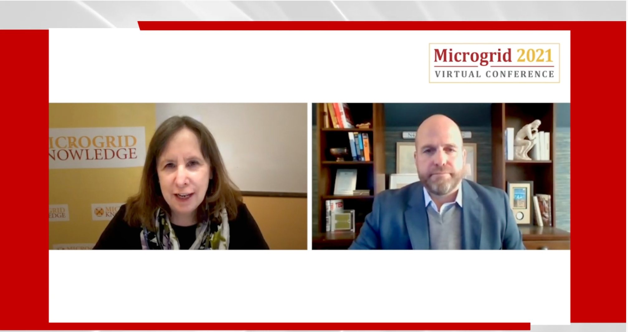 Elisa Wood, editor in chief of Microgrid Knowledge, interviews Brian Kane, head of enterprise sales engineering for Bloom Energy, at Microgrid 2021