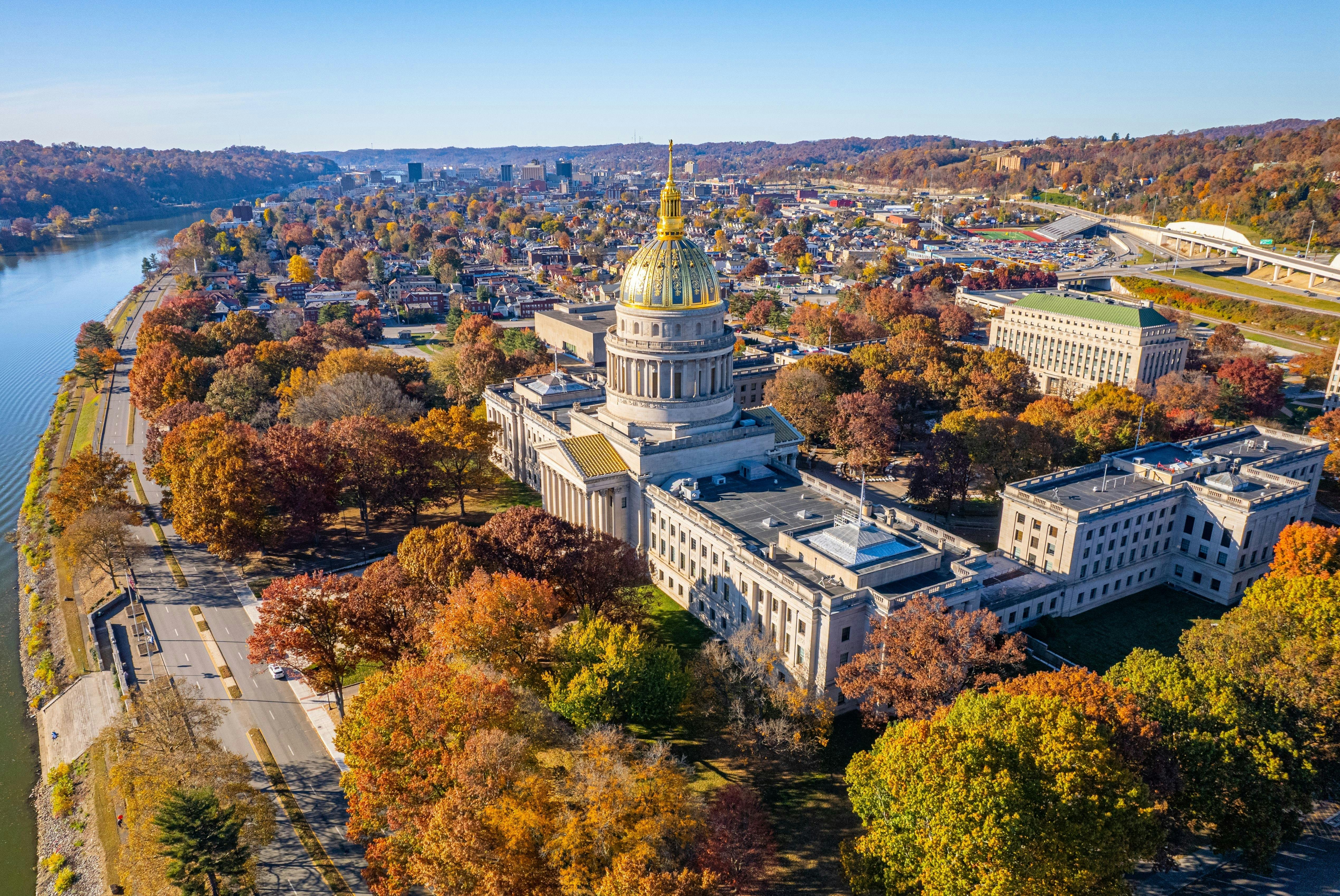 Aerial view of the West Virginia State Capitol. Image credit Wirestock Creators/Shutterstock.com