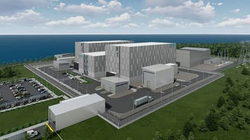 Rendering of planned IMSR nuclear plant. Image credit Terrestrial Energy