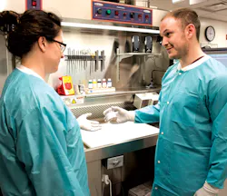 Michelle Kline and Daniel Sanchez verify a specimen in Anatomic Pathology. Michelle Kline and Daniel Sanchez verify a specimen in Anatomic Pathology.