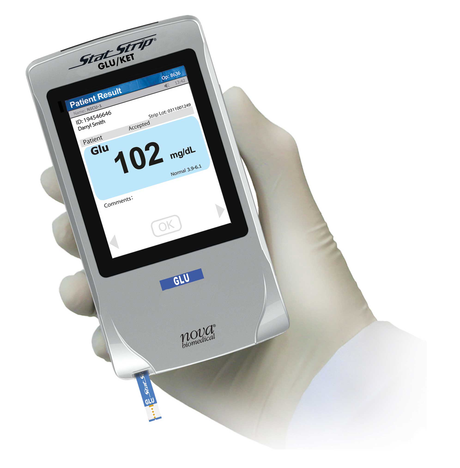 Statstrip Mg D L Meter Glu Glove Hand