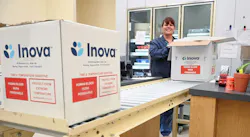 Blood components prepared for shipping out to hospitals. Blood components prepared for shipping out to hospitals.