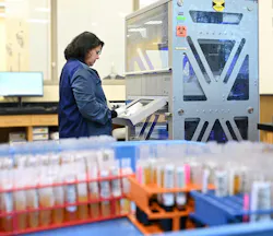 Preparing samples for testing at IBDS. Preparing samples for testing at IBDS.