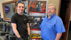 Keegan Hite and Jason Clark, Best-One of Indy employees who work at the Riley Park Tire store, performed CPR on a teammate and revived him after he had a heart attack and collapsed at work. Keegan Hite and Jason Clark, Best-One of Indy employees who work at the Riley Park Tire store, performed CPR on a teammate and revived him after he had a heart attack and collapsed at work.