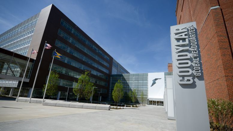 'We remain on target for full ramp-up in the third quarter of 2023,' says Goodyear. (Pictured, Goodyear's global headquarters in Akron, Ohio.)