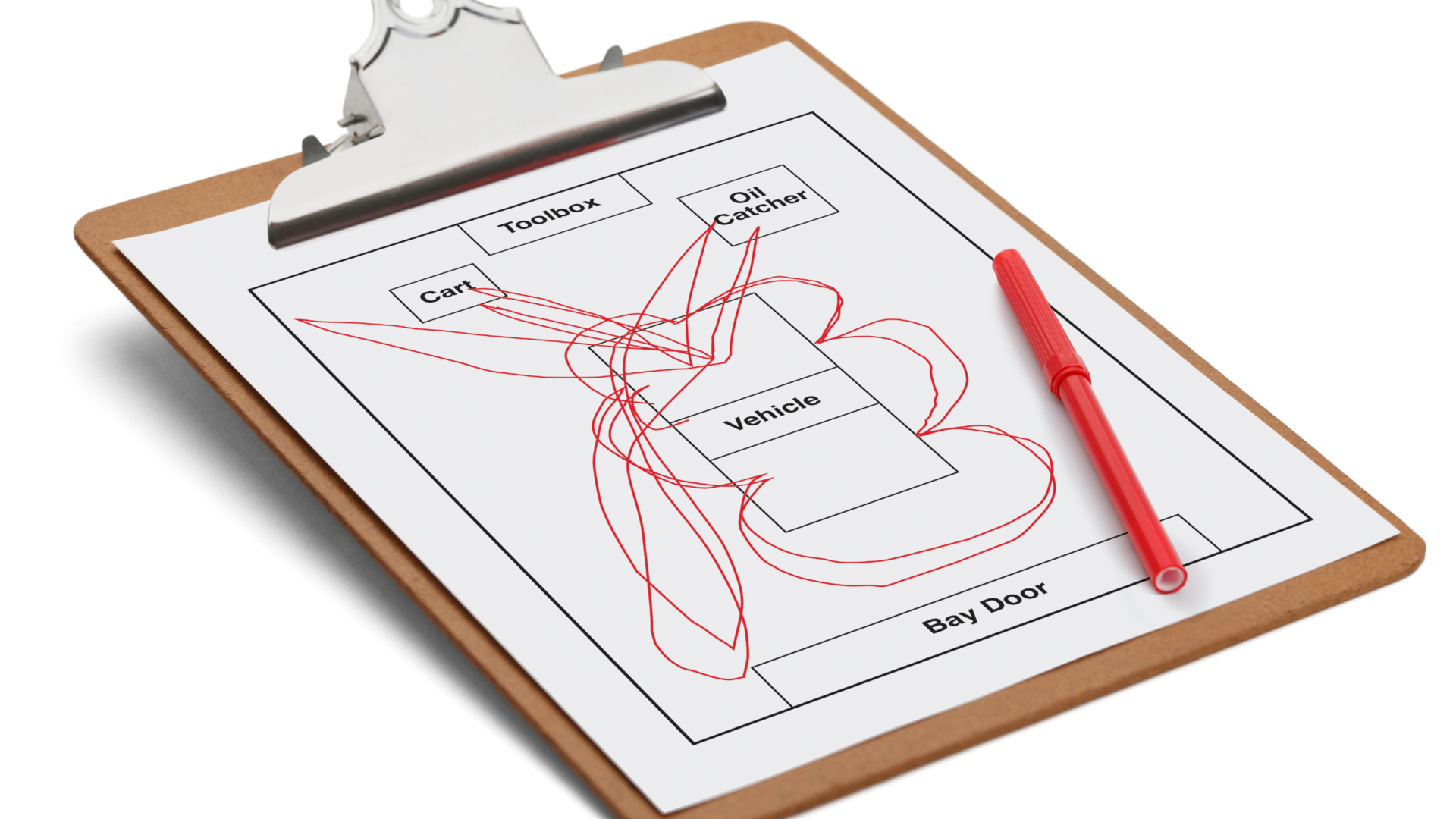 Trace the steps your technician takes throughout the entire process of the oil change &mdash; every movement. What you will have after the vehicle is pulled out will look like spaghetti.