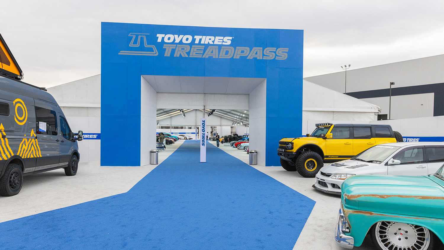 Toyo says 30 vehicles will make 'their world debut' in the Toyo Treadpass area.