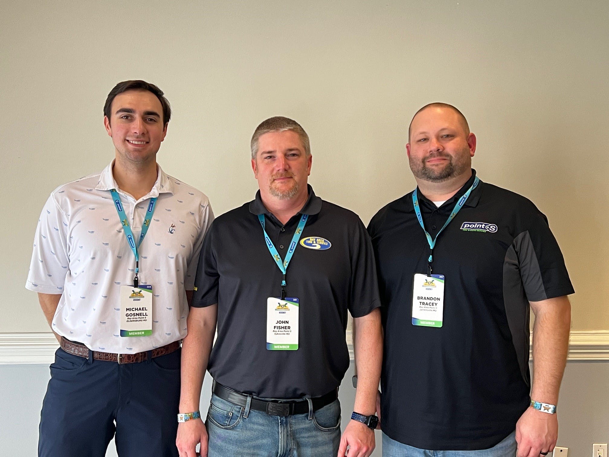Point S added a record 69 new locations in 2023 to reach 336 storefronts, including the seven Bay Area Point S stores in Maryland. The business' primary owners are John Fisher, center, and Brandon Tracey, right. Michael Gosnell, left, is a minor partner.