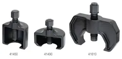 The 41450 works on Pitman arms on medium-duty trucks; the 41610 works on Sheppard M110 steering gears found on class 6-8 vehicles; and the 41490 works on Sheppard M100 steering gears found on class 6-8 vehicles. The 41450 works on Pitman arms on medium-duty trucks; the 41610 works on Sheppard M110 steering gears found on class 6-8 vehicles; and the 41490 works on Sheppard M100 steering gears found on class 6-8 vehicles.