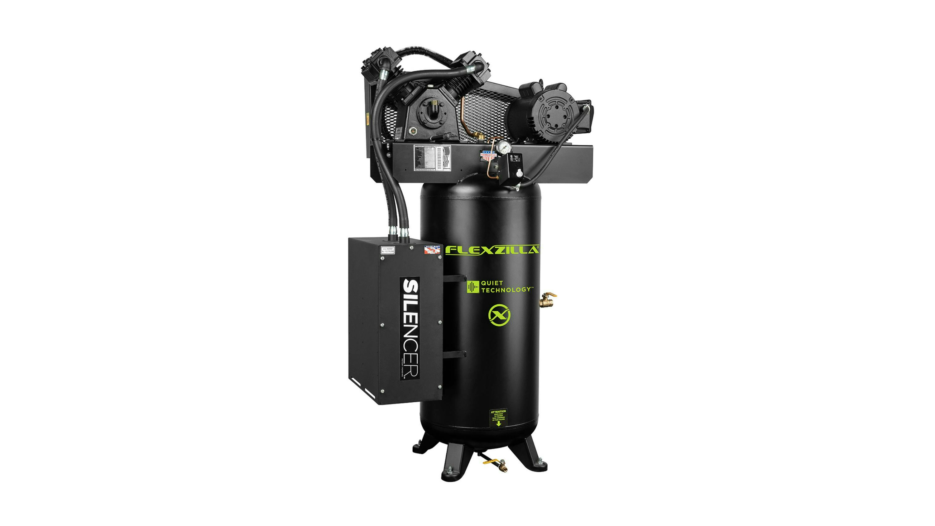The single-phase compressor is equipped with a 5hp motor, a 60-gallon tank and has a max PSI of 150.