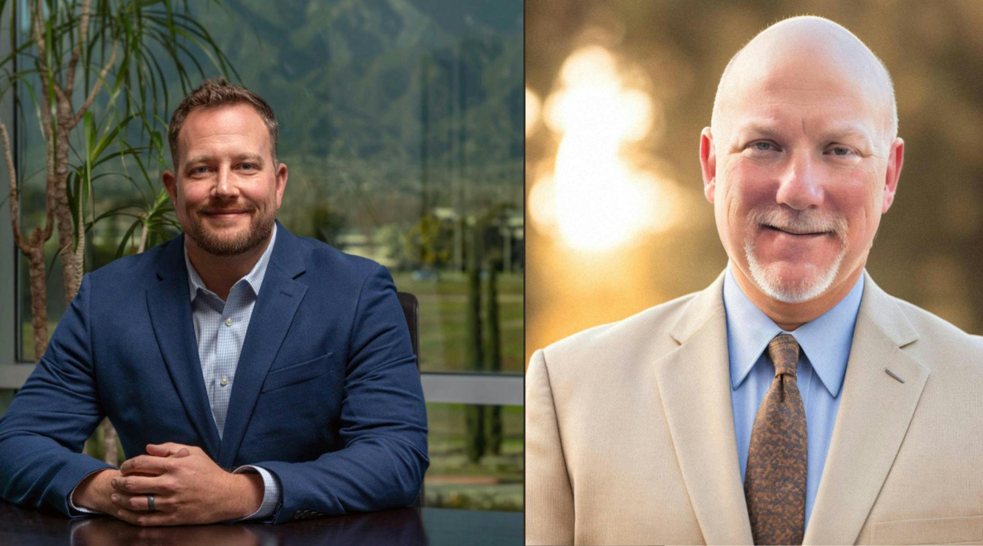 Sam Williams, right, is taking over the position Cliff Stewart, left, previously held as sales director for commercial truck tires.